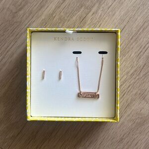 Jon & Leanor Rose Gold Drusy Necklace and Earring Set
